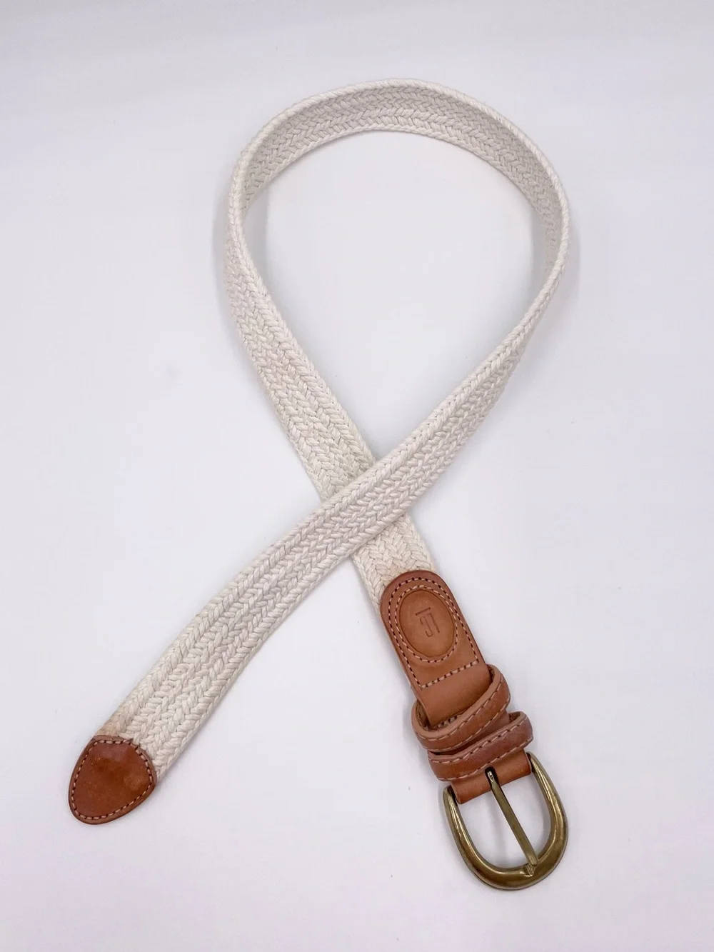 Vintage 90s Liz Claiborne White Woven Braided Belt 30.5